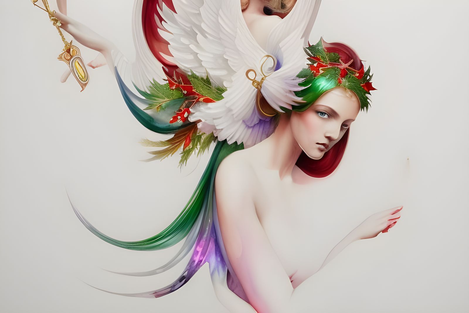 Psychedelic Christmas Angel in Watercolor Stained Glass