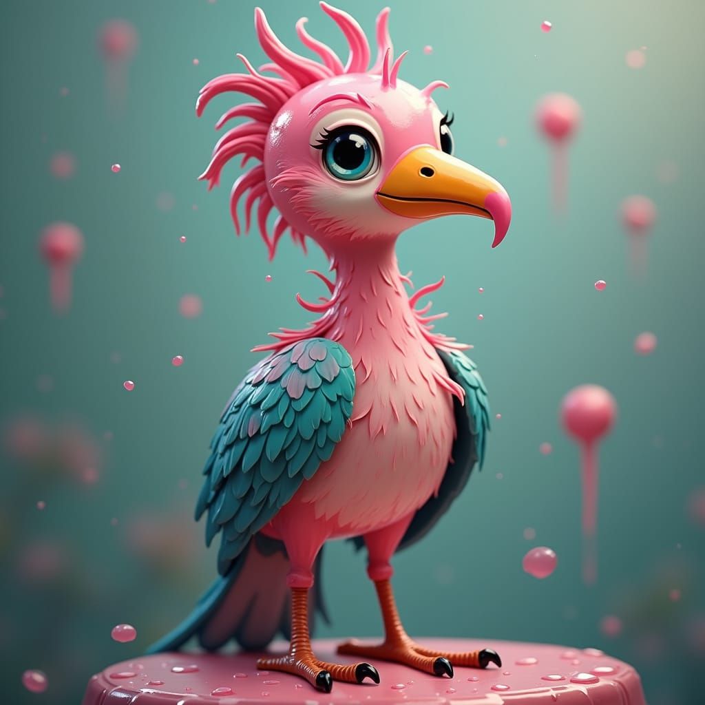 Bird in Vibrant Pink Attire