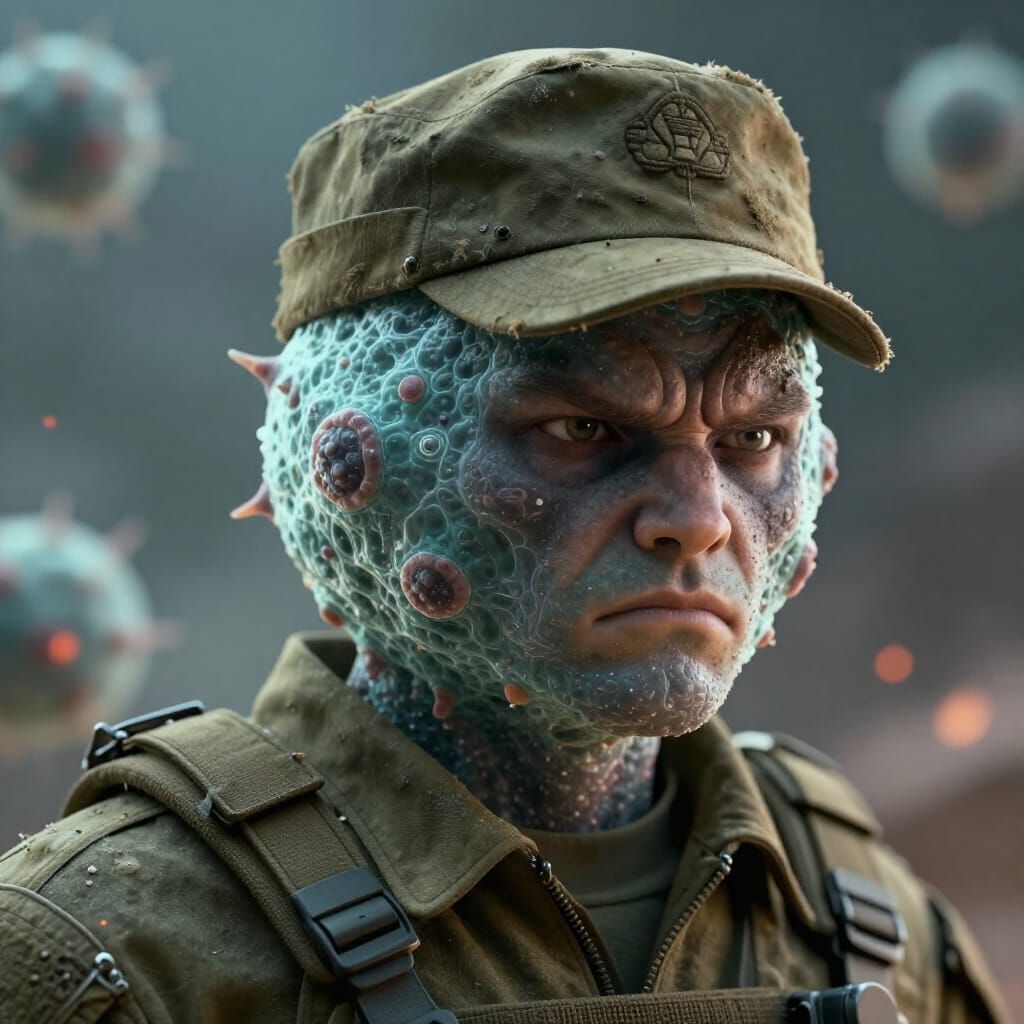 Battle-Hardened Lymphocyte Character in Cinematic Close-Up