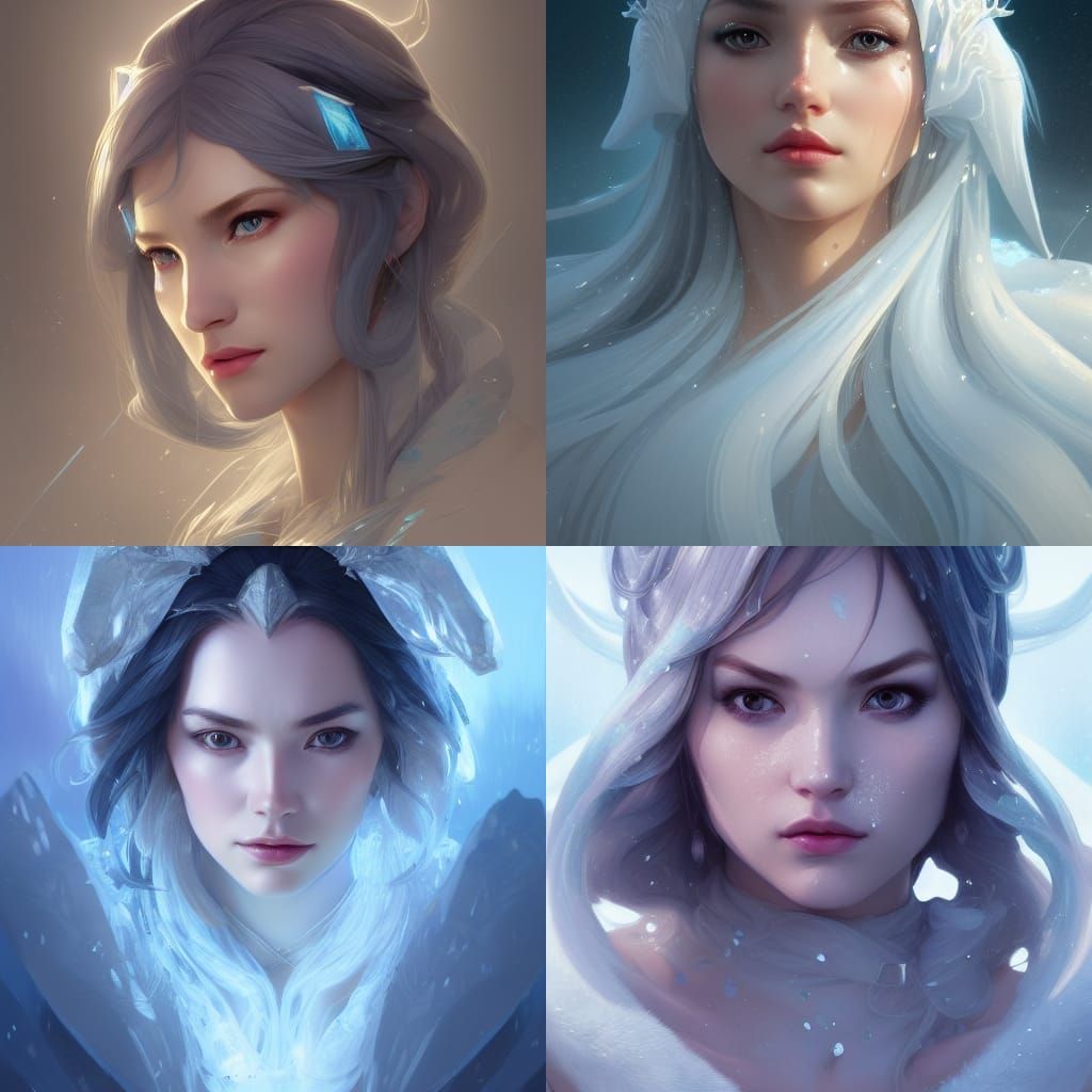 Detailed Portrait of an Ice Princess in 8k