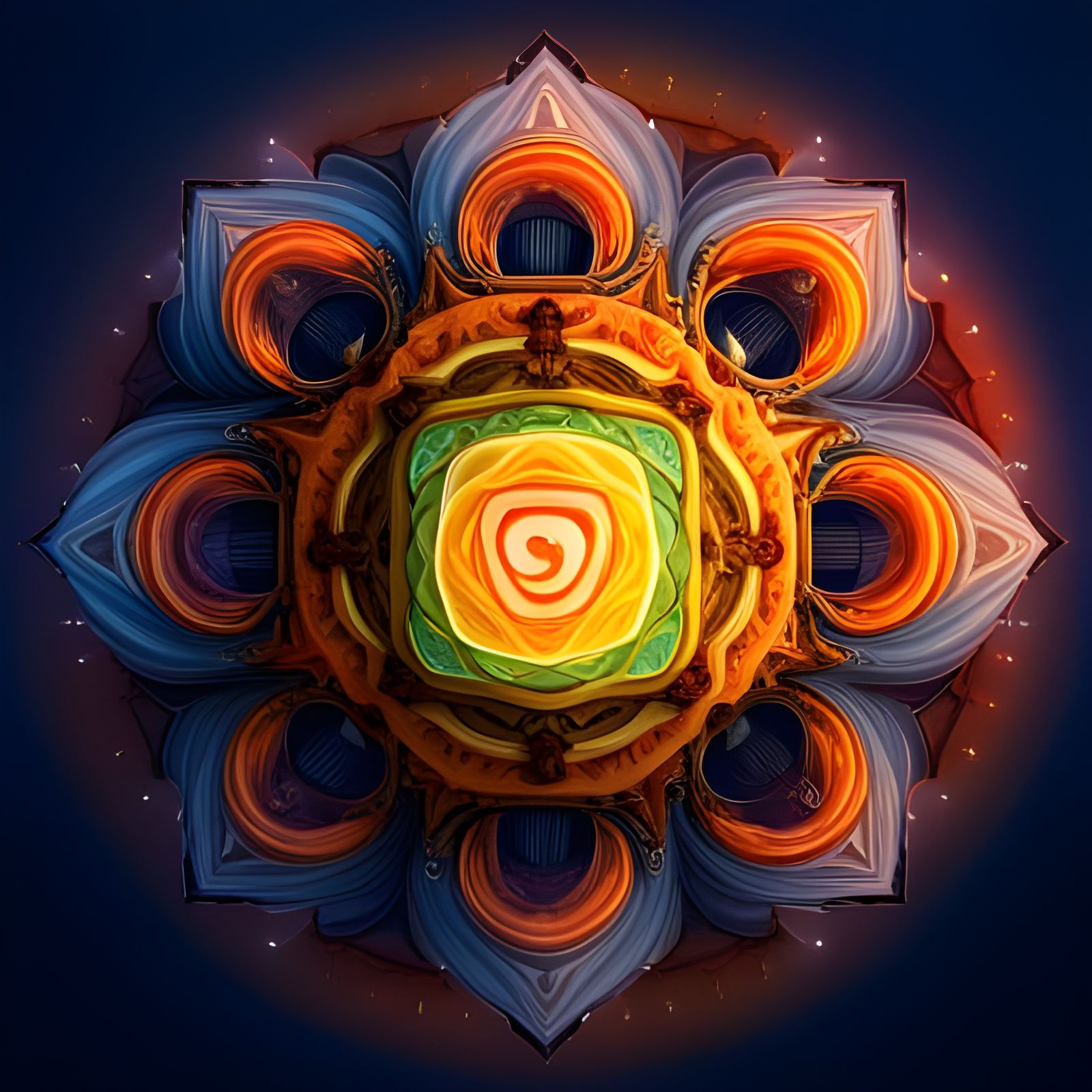 Intricate Orange Sacral Chakra Mandala: Fantasy Concept Art