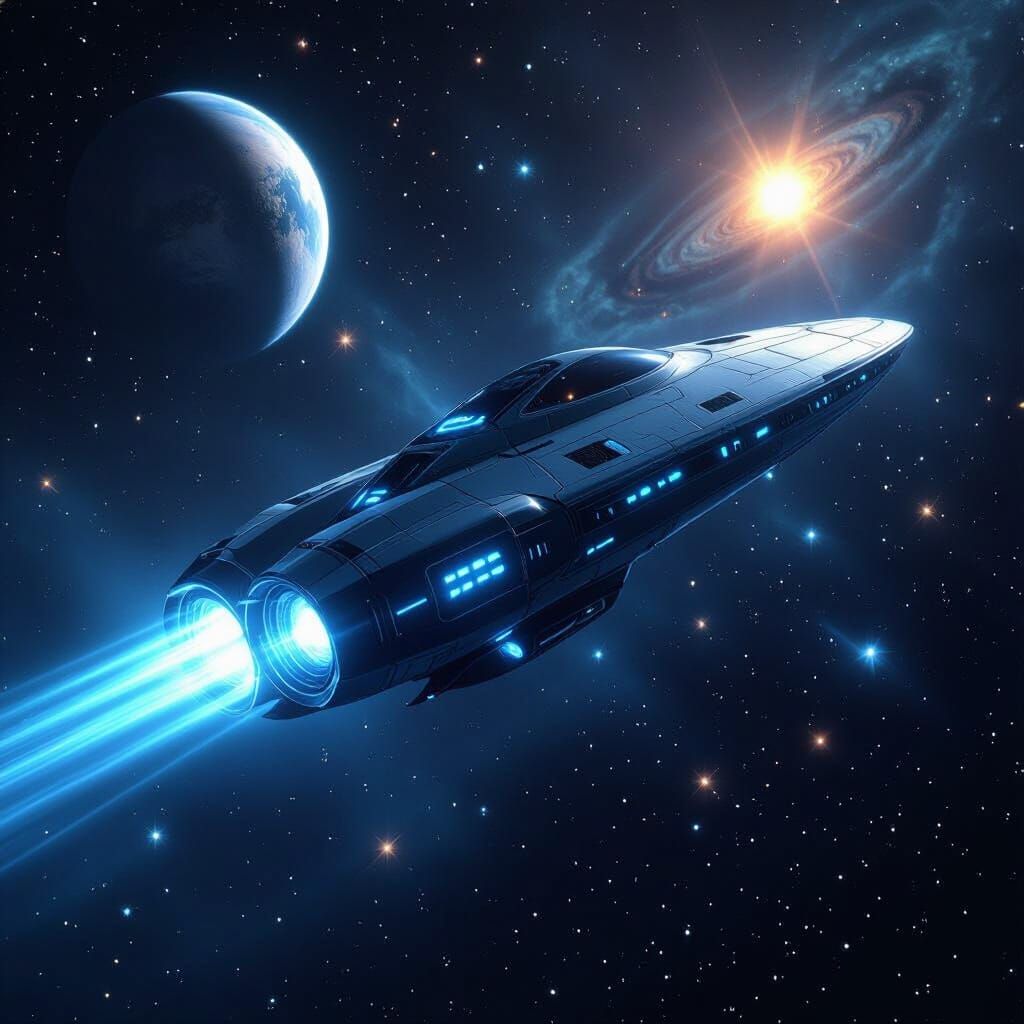 Sleek Spaceship Among Cosmic Wonders in Photorealism
