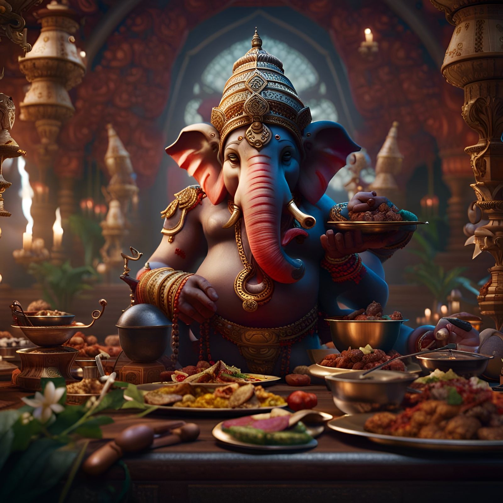 Ganesha teaches Kubera a lesson