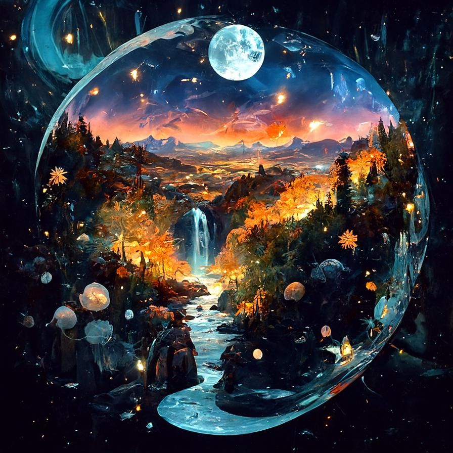 Sparkling Kingdom Inside Moon: Hyperrealistic Fantasy Landsc...