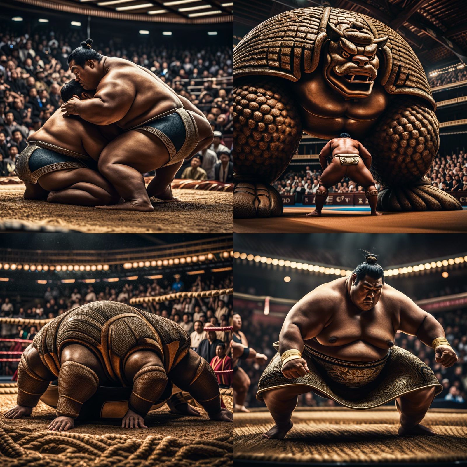 Hyperrealistic Sumo Wrestling Match in Sharp Focus