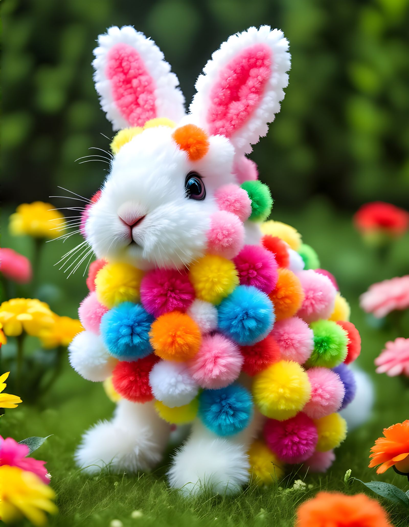 Pom Pom Bunny in a Pom Pom Garden