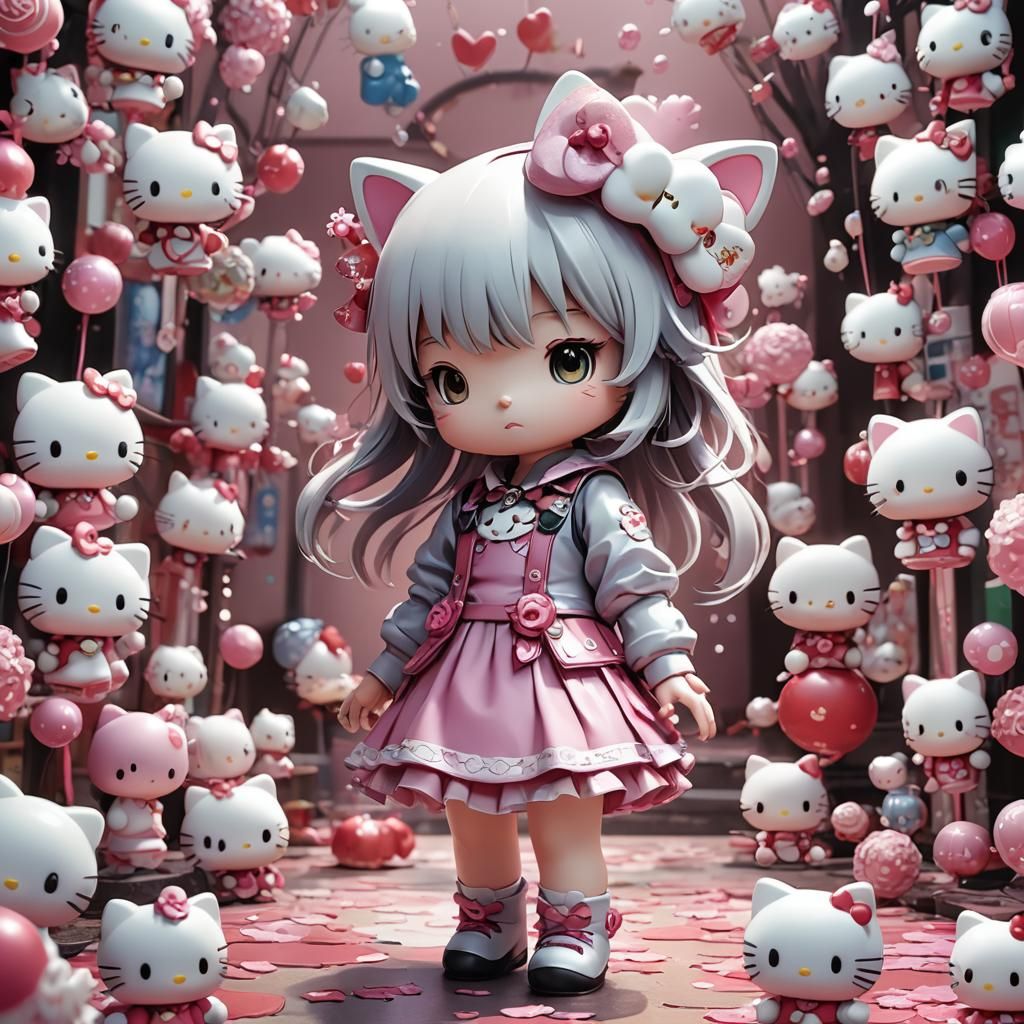 Hello Kitty in 3D Anime Art Style
