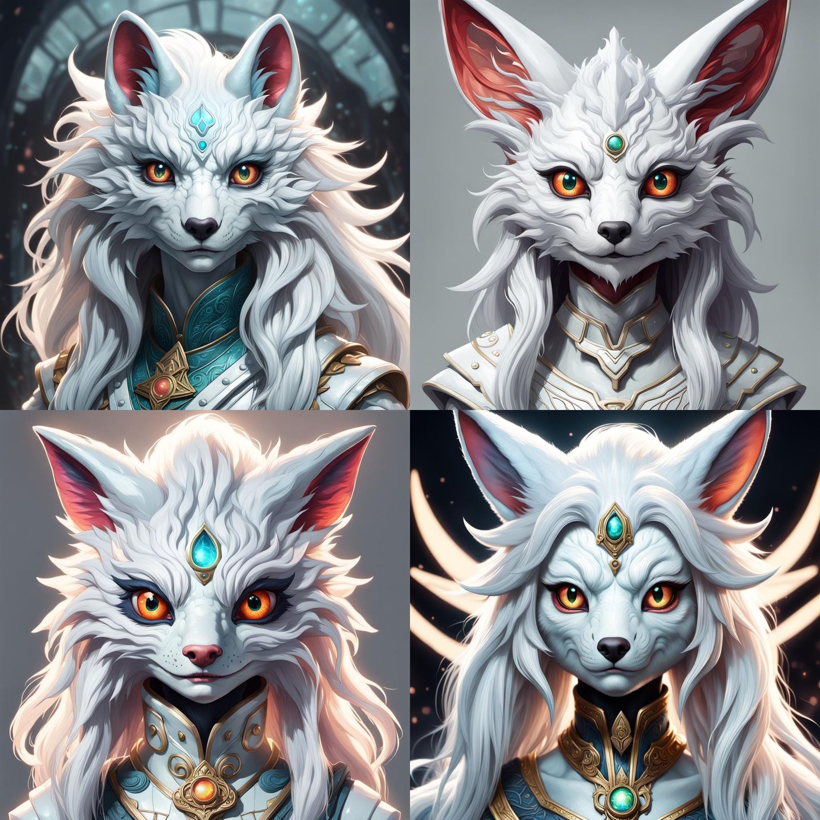 Extraterrestrial Kitsune Muppet Portrait in Hyperdetailed St...