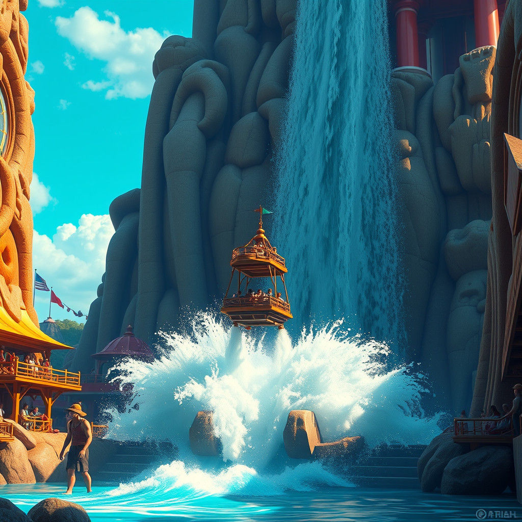 Fantastical Water Ride with Massive Splashdown in 8k