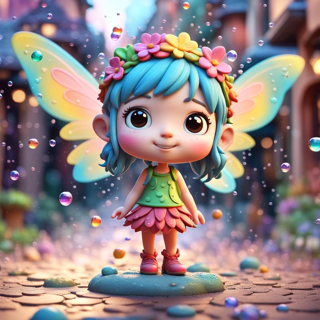 Chibi Clay Fairy in Animated Stop Motion Style