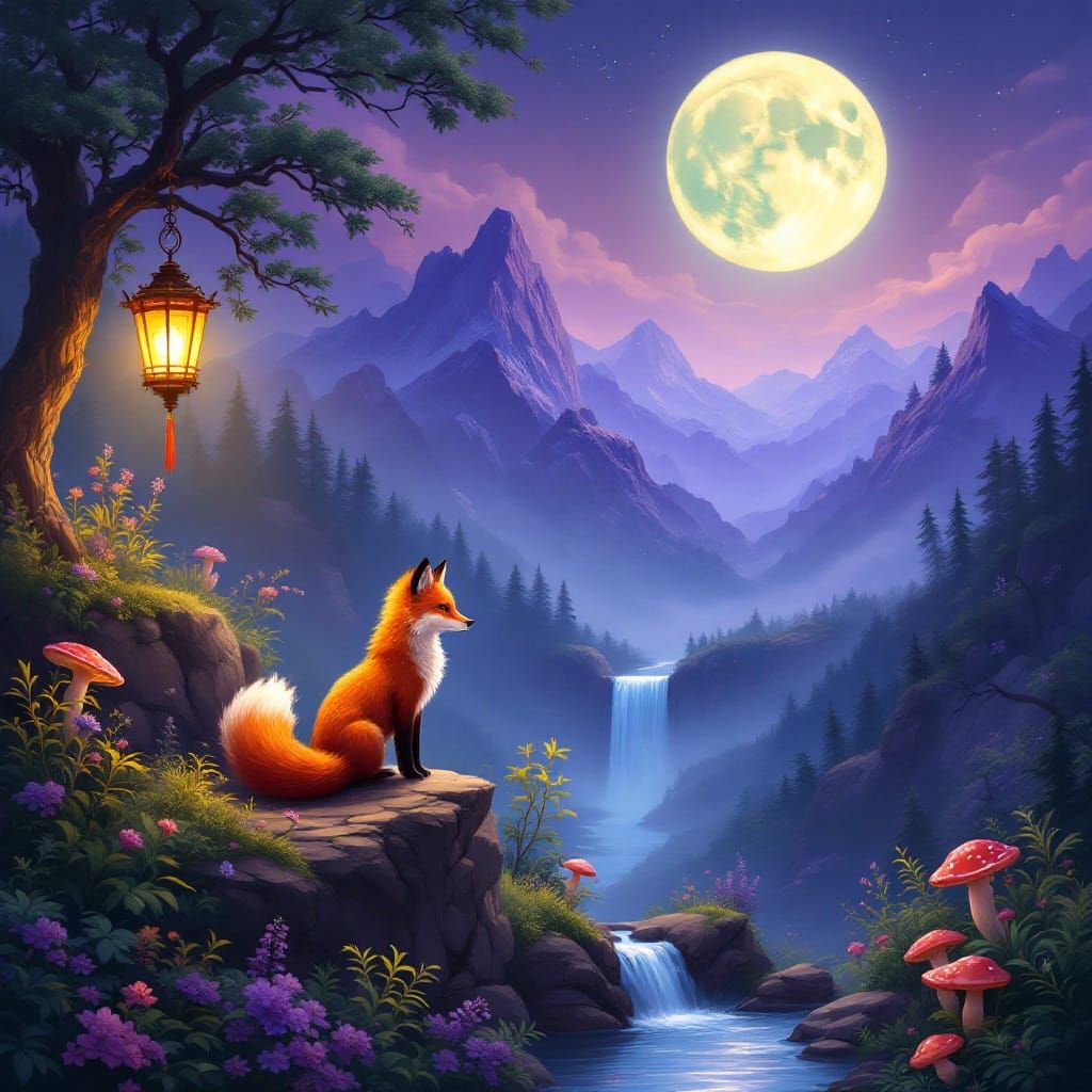 Lantern, Fox, Twilight Peak, Mystical