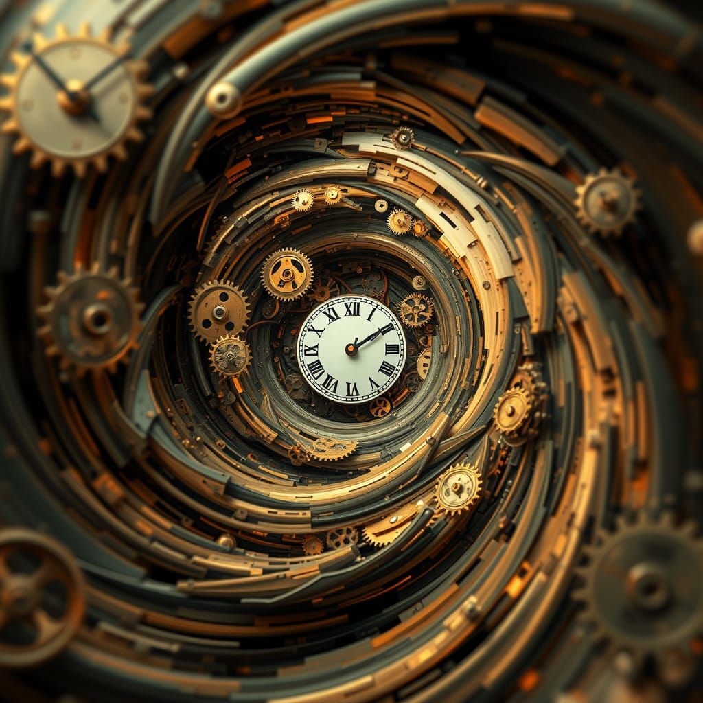 Surreal Clockwork Vortex: Time's Abstract Whirlpool