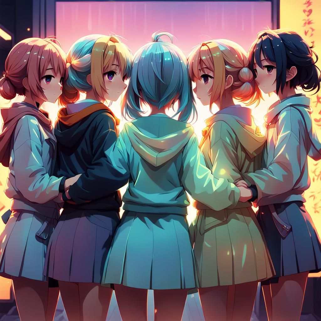 Anime Girls: Vibrant 3D Art of Friendship