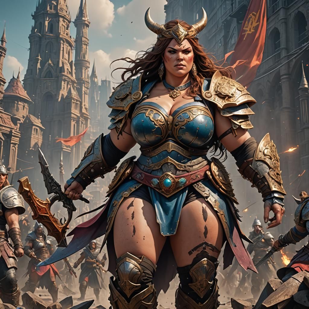 Giantess Warrior Matte Painting in 8K Resolution