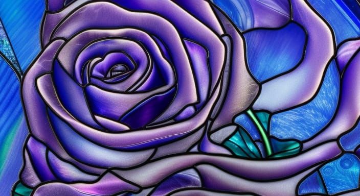 Hyperdetailed Stained Glass Purple Rose