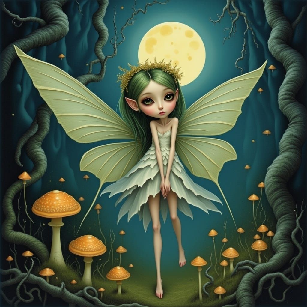 Ethereal Fairy Elf in Moonlit Forest