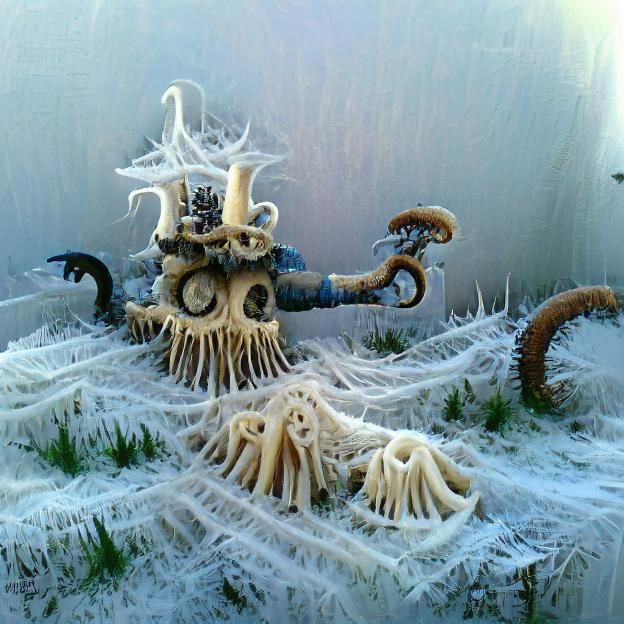 Steampunk Mycelium Monster with Frost Tentacles