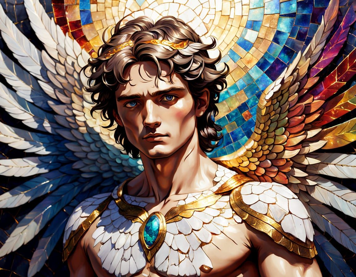 Angel Transformed: Close-up Portrait in Vibrant Oil Painting...