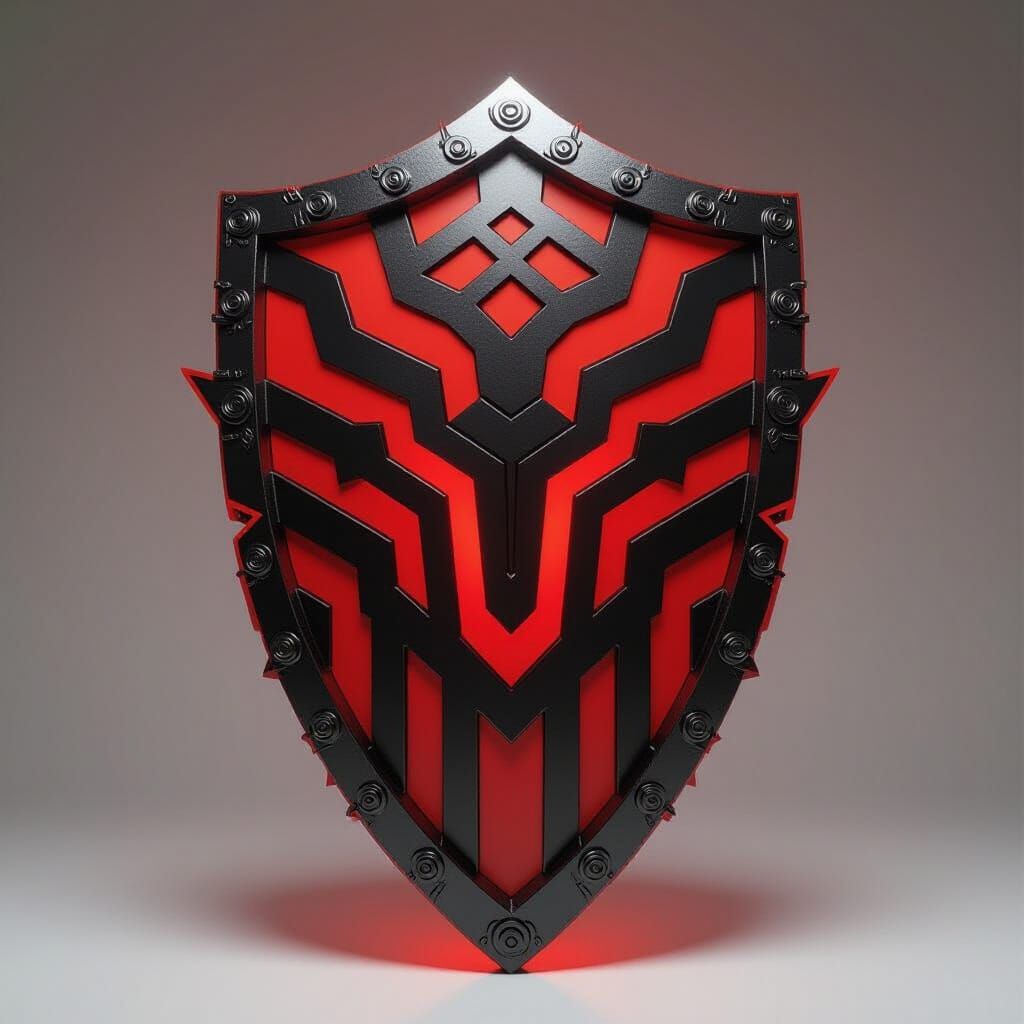 Bold Shield with Geometric Patterns in Dark Fantasy Style