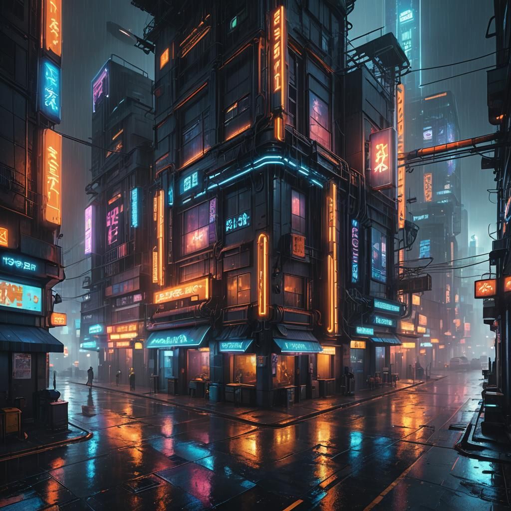 Neon Cyberpunk Cityscape at Night