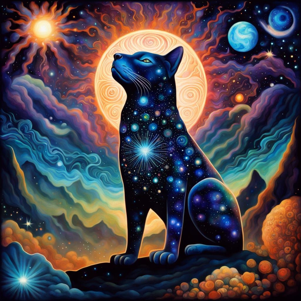 Surreal World Tarot Card in Cosmic Holographic Art