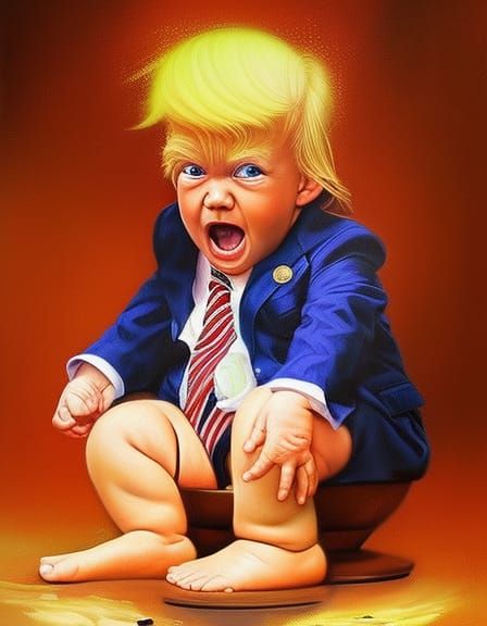 Baby Trump on Golden Toilet: Manga Realism