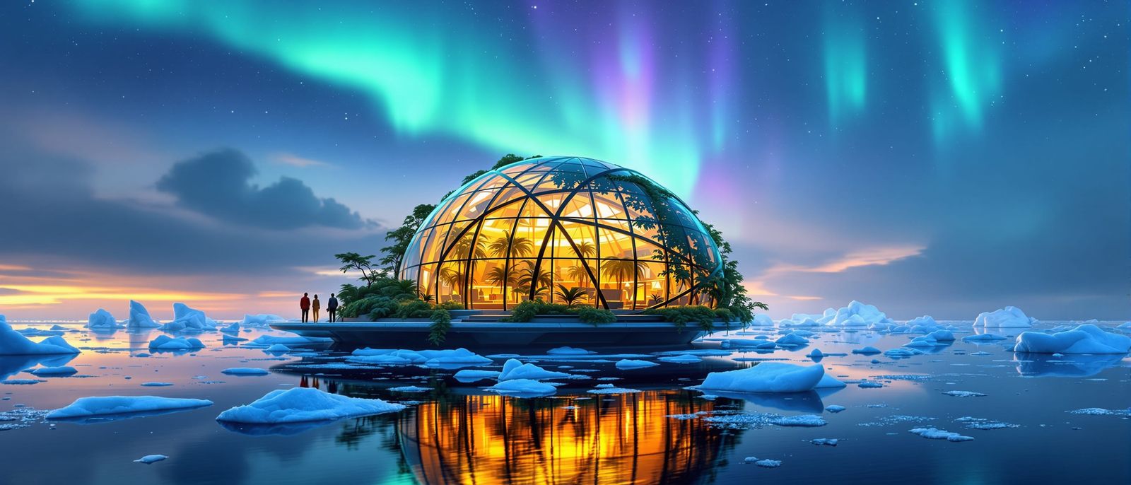 Futuristic Arctic Greenhouse Glows with Warm Light