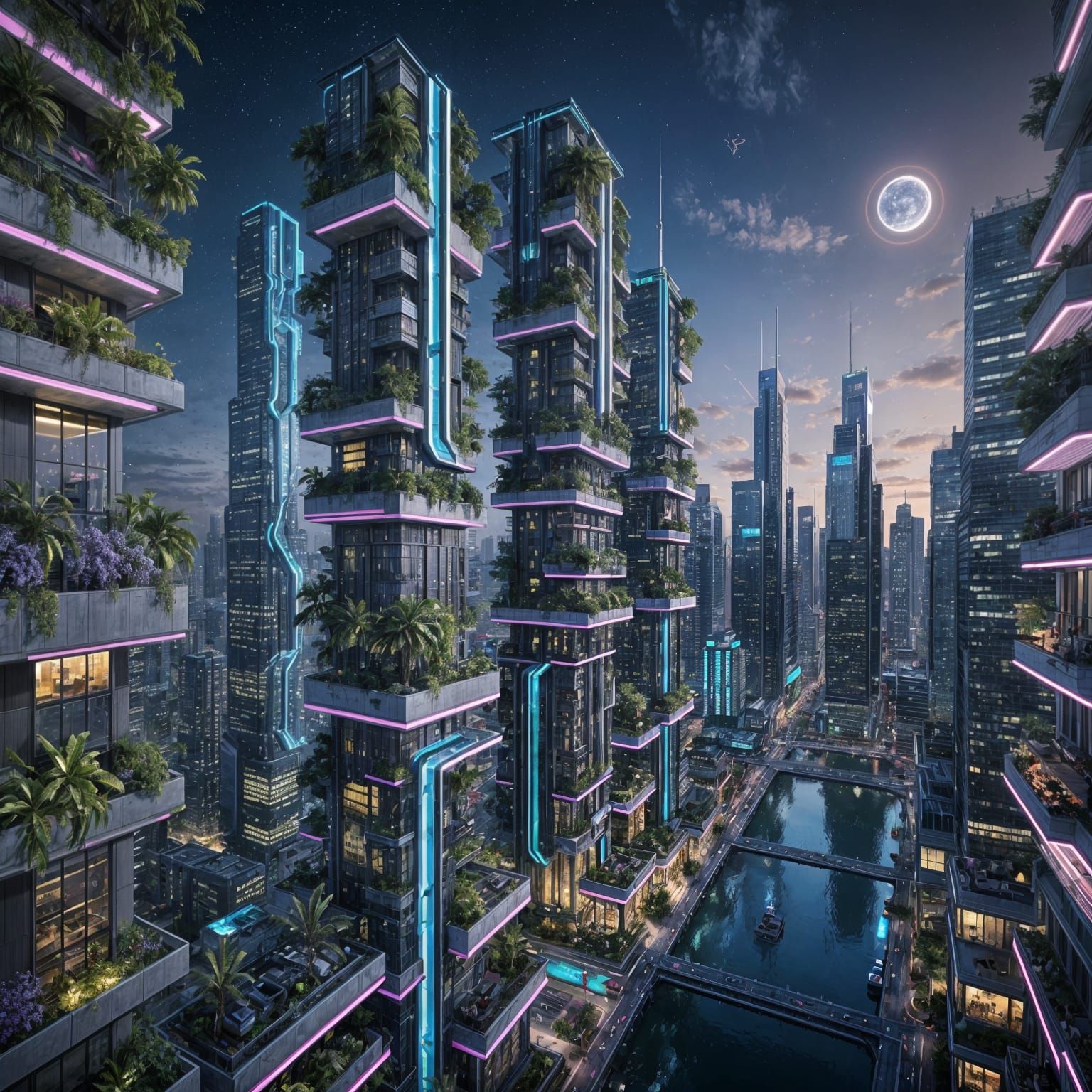 Futuristic Cityscape in the Year 3500