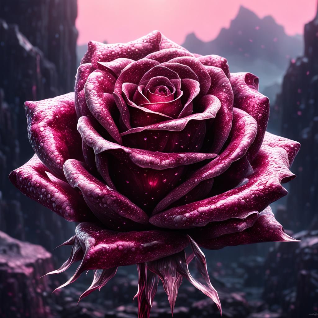 Ruby Crystal Rose Digital Matte Painting