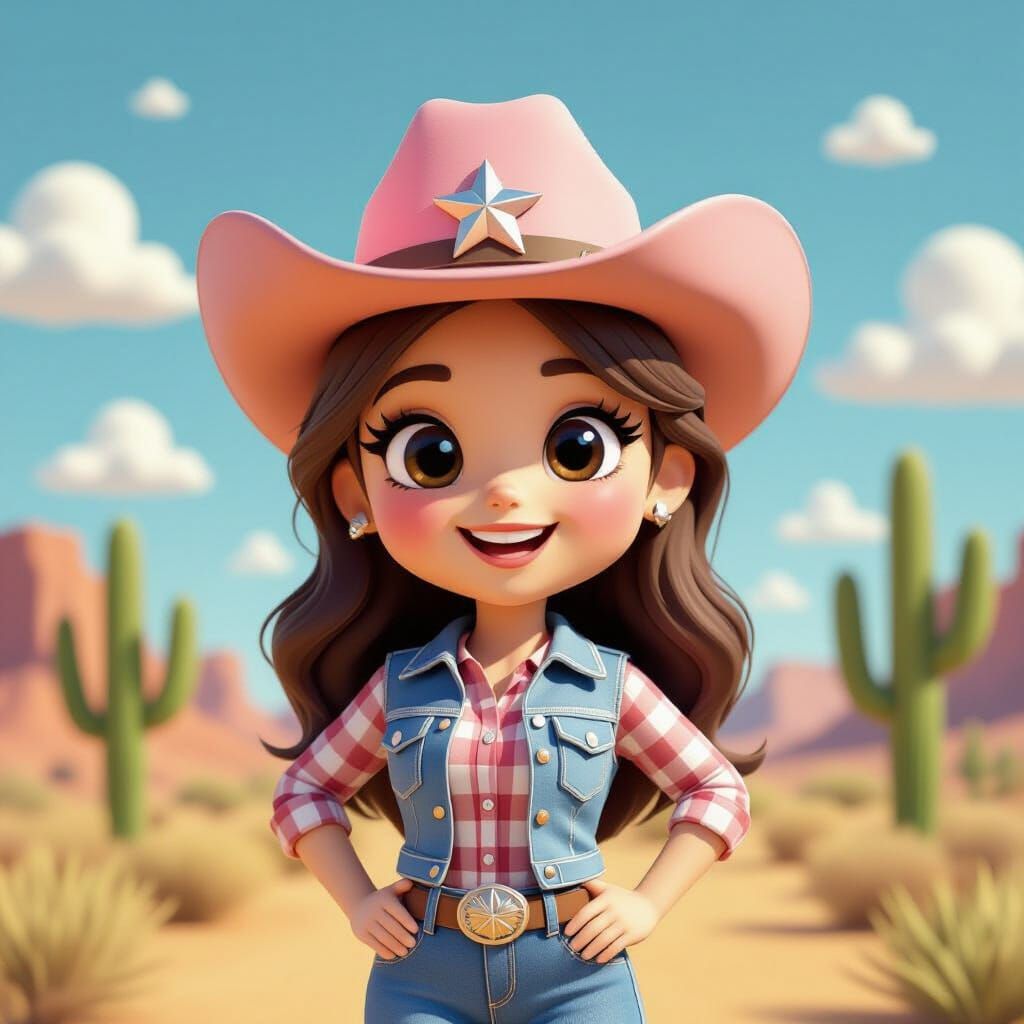 Cute 3D Cowgirl Emoji in Hyperrealistic Style