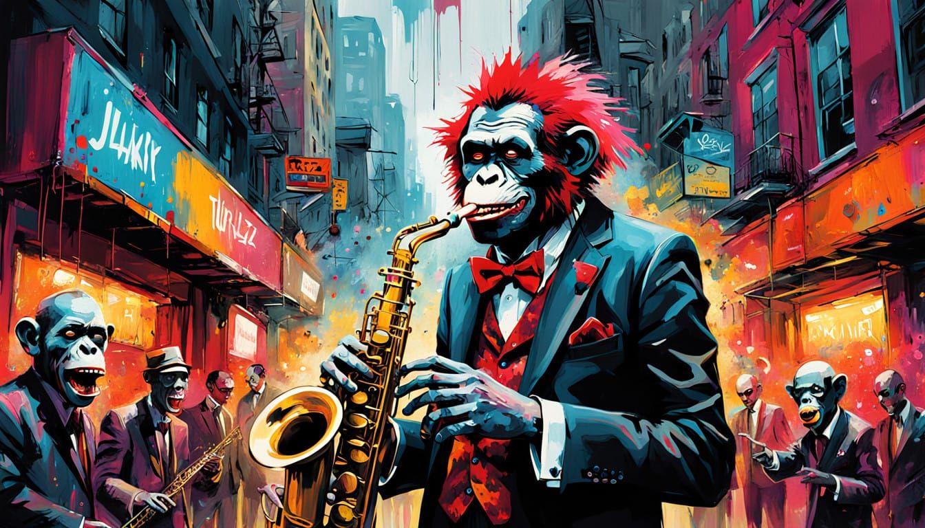 Maniacal Jazz Saxophonist Zombie Monkey Monster