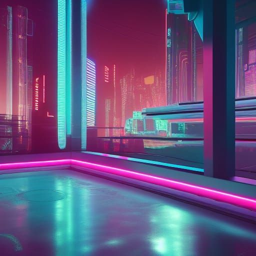 Cyberpunk 2099 Interior with Neon Lighting