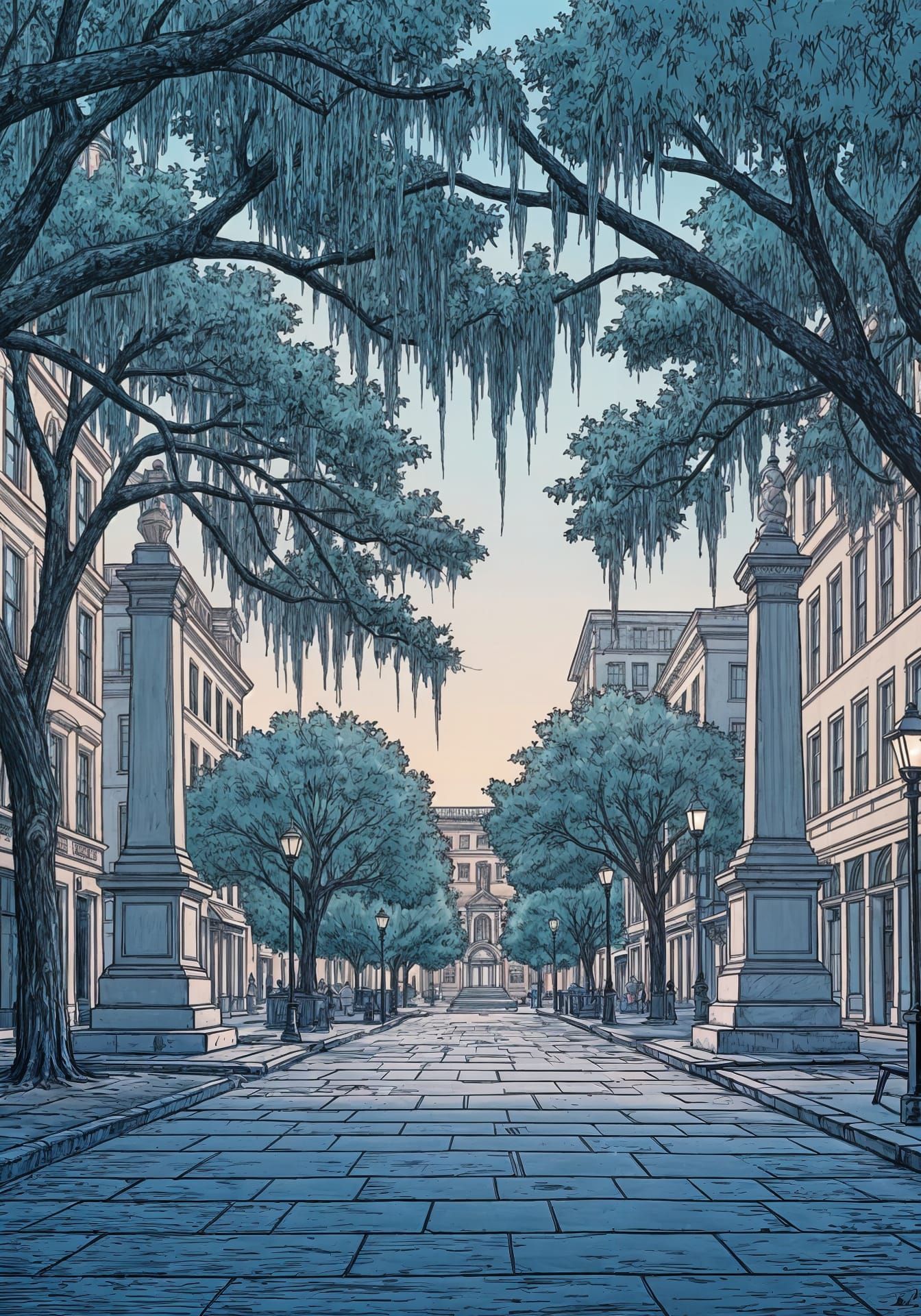 Abstract Sketchbook Illustration of Savannah Squares