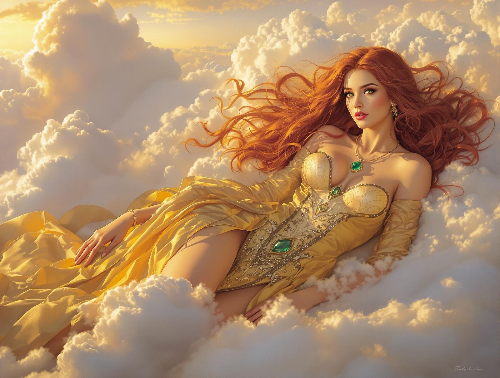 Luminous Norse Goddess in Morning Sunrise