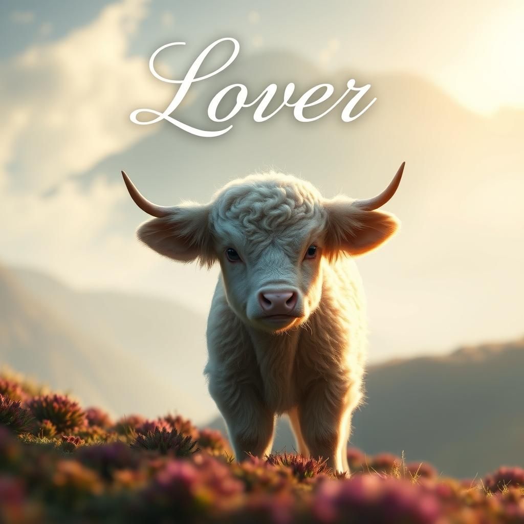 Highland Calf in Mystical Landscape, Hyper-Realistic Art