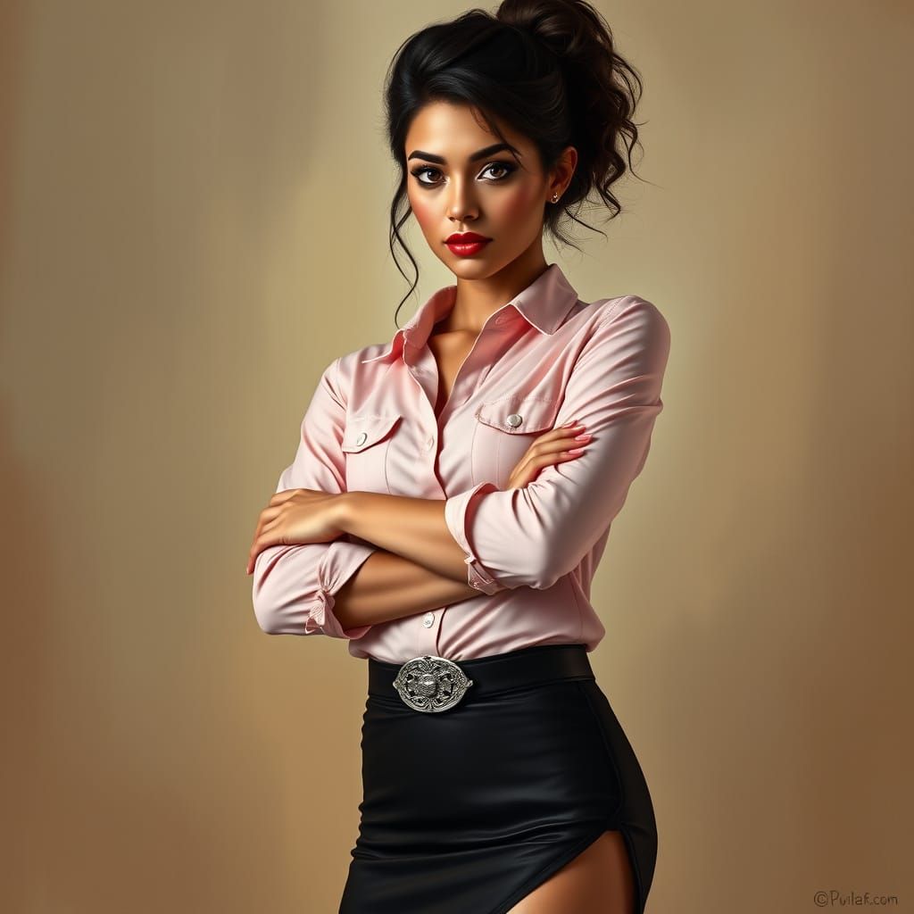 Elegant Guatemalan Latina Woman in Sophisticated Attire