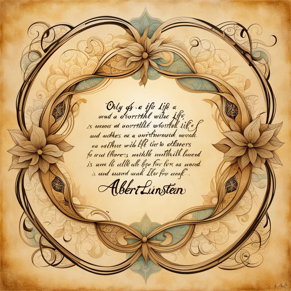 Calligraphic Einstein Quote in Art Nouveau Style