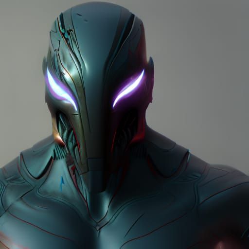 Dark Chrome Cybernetic Fusion: Detailed Matte Painting