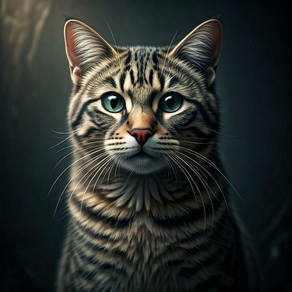 Majestic Cat Portrait in Hyperrealistic Style