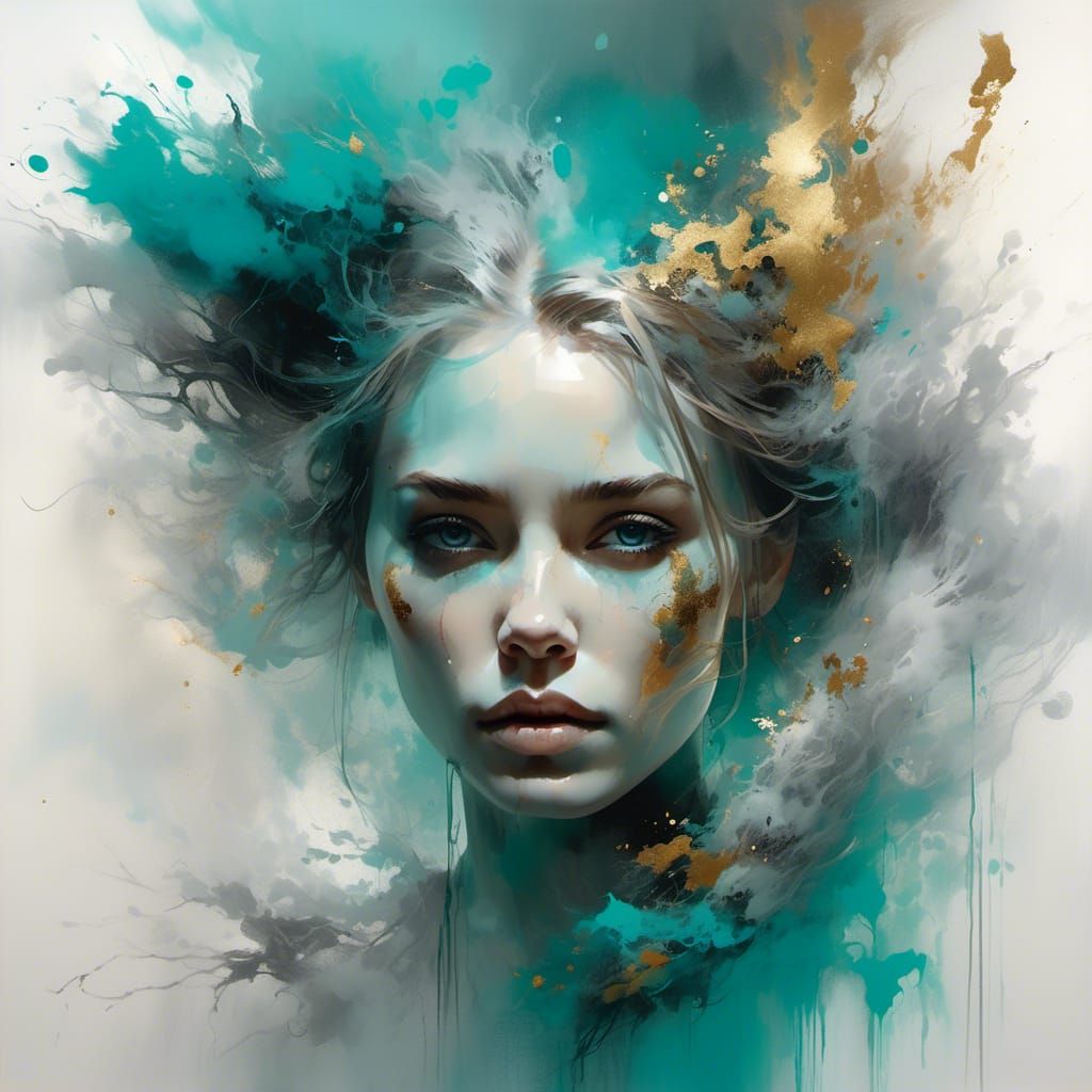 Woman Dissolving into Smoke: Digital Fine Art