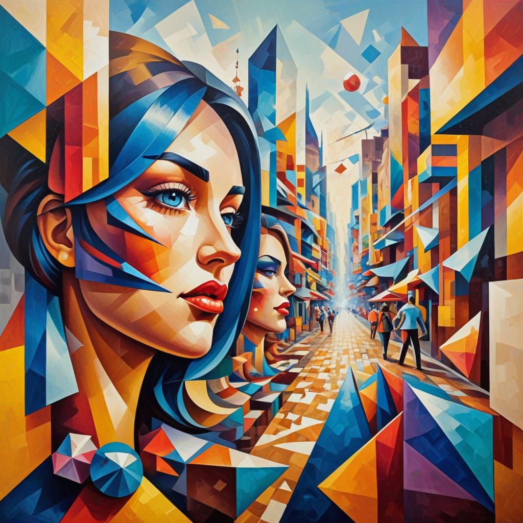 Abstract Cubism Art of Perth with Geometric Shapes