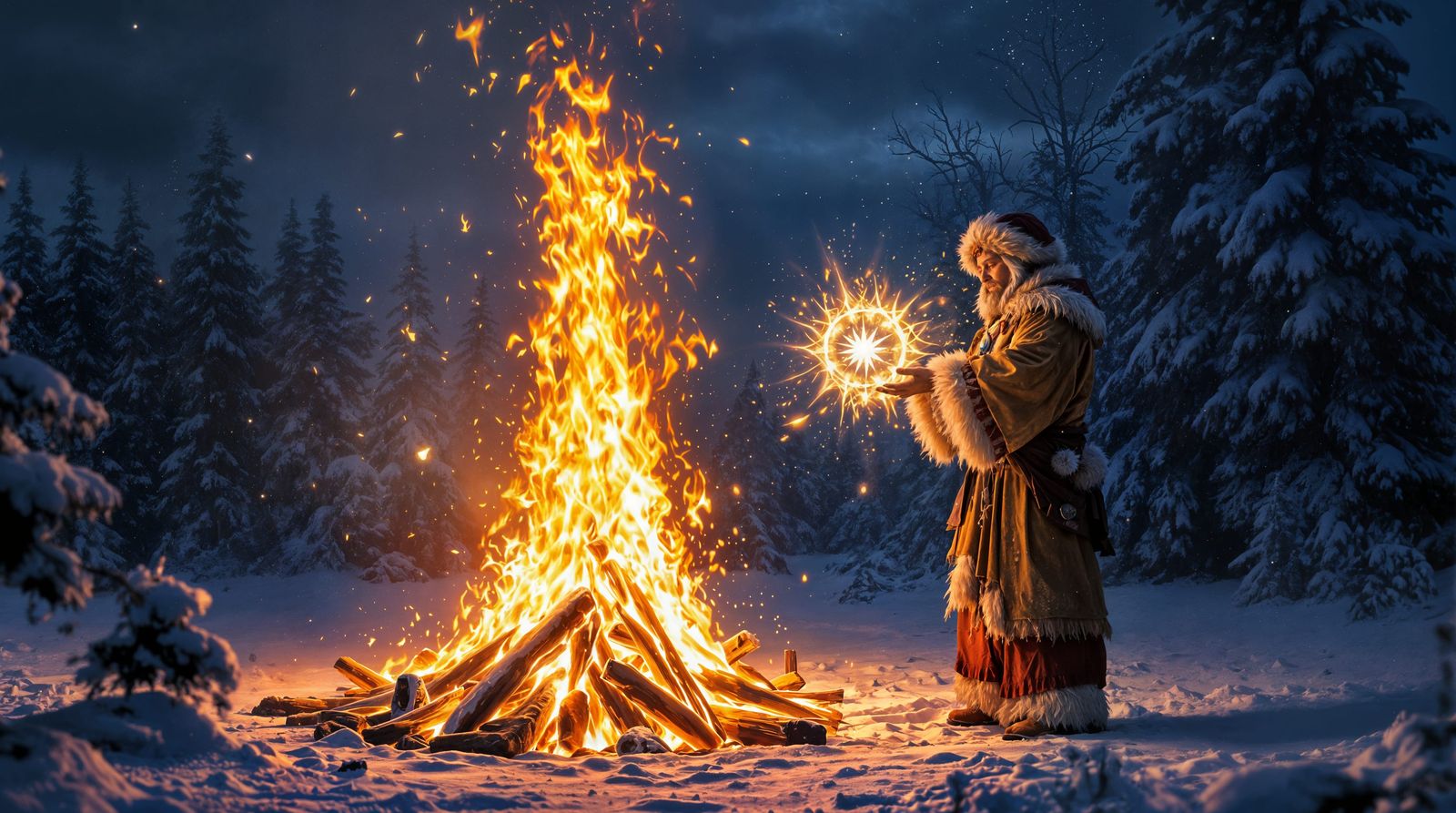 Majestic Inuit Magic Scene Under Northern Lights