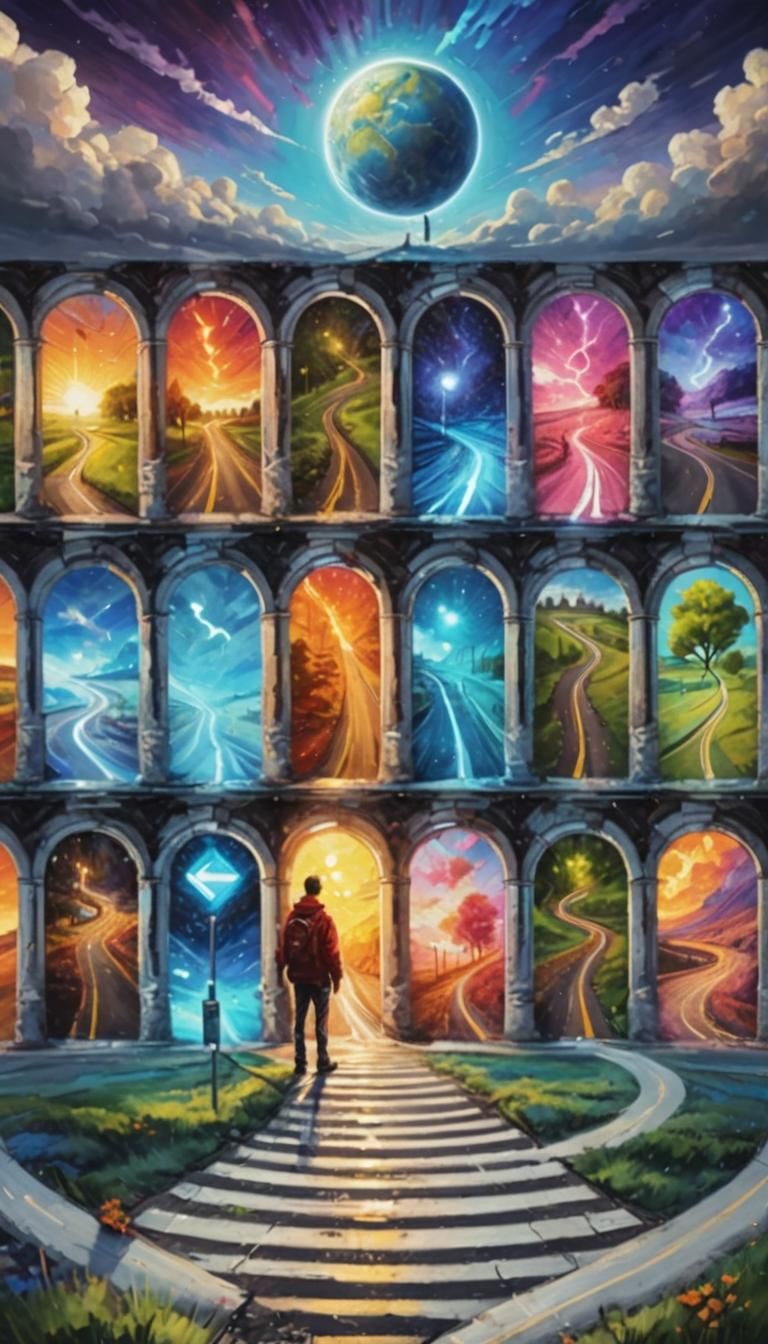 Crossroads: Vibrant Oil Painting of Life's Choices