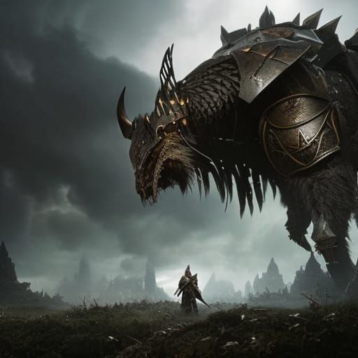 Abandoned Knight in Lightning Storm: Dark Fantasy Painting