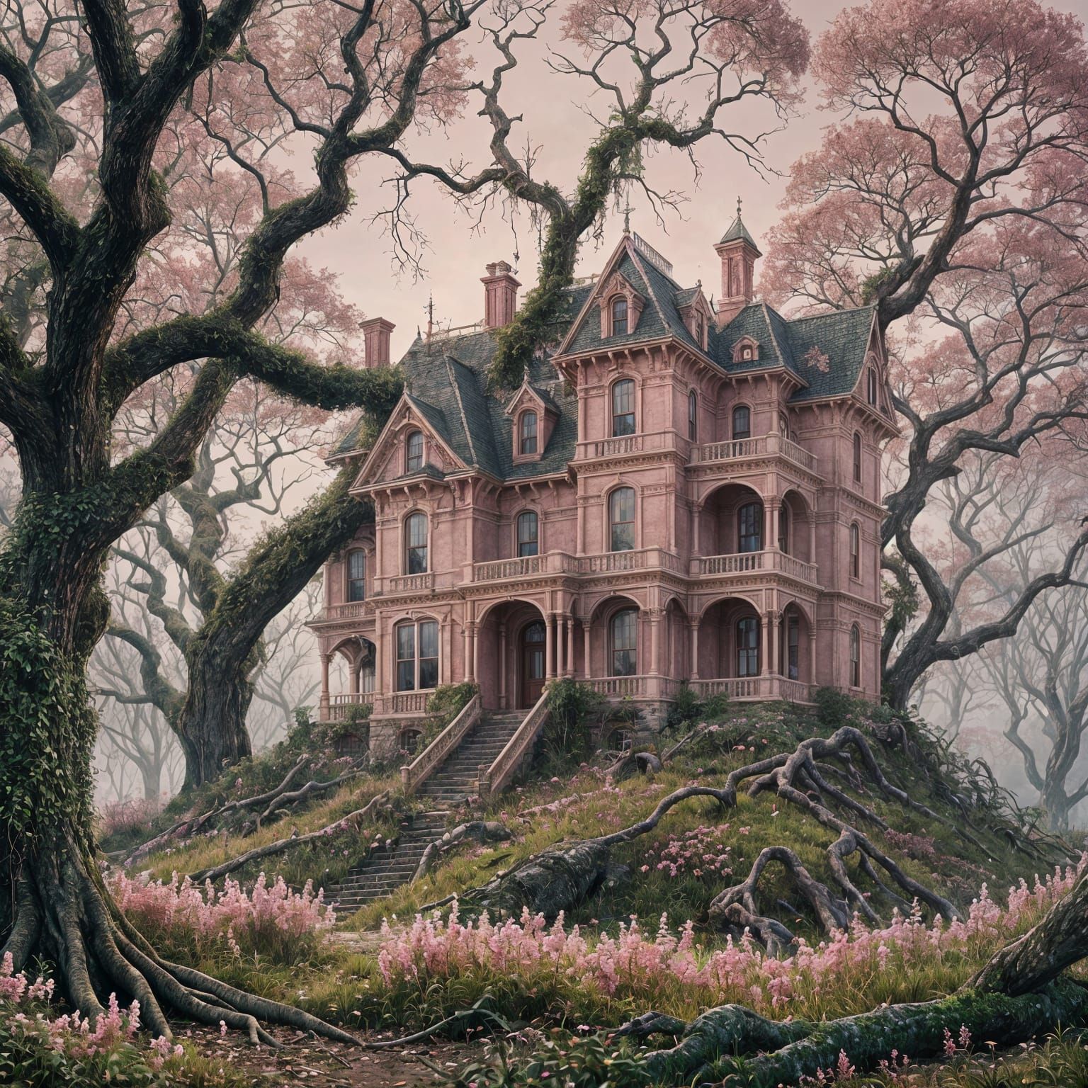Victorian House in Dead Forest: Matte Painting