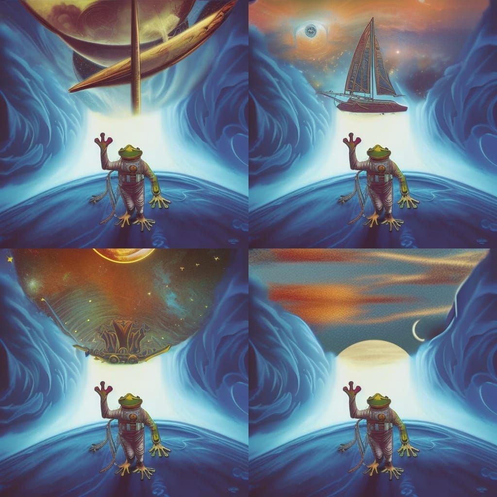 Psychedelic Space Sailboat in Sci-Fi Golden Hour