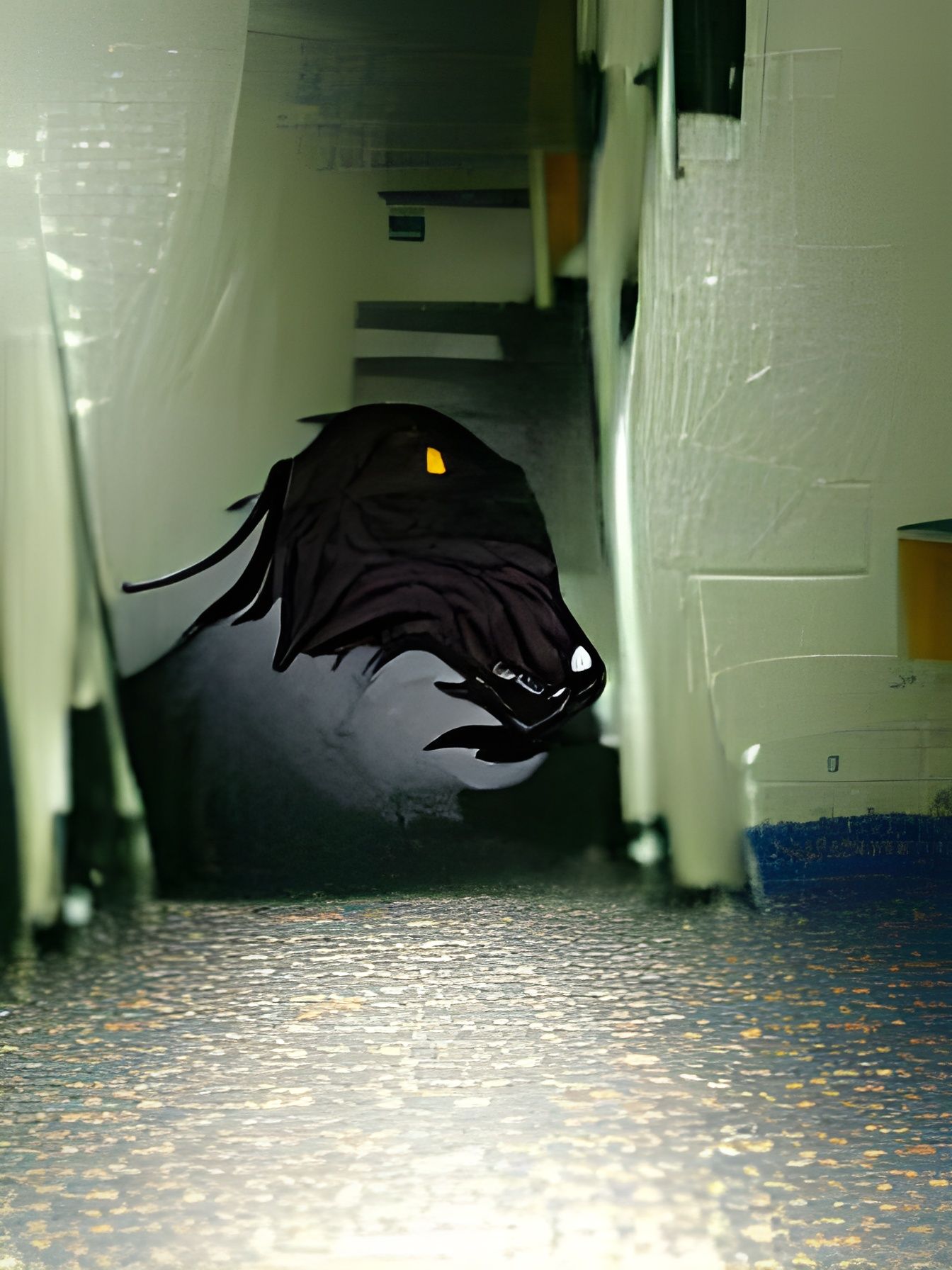 Ominous Figure Lurking in Dark Hallway