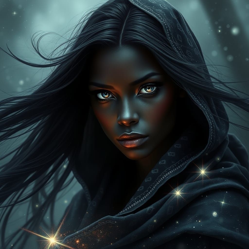 Mystical Woman with Cosmic Cloak