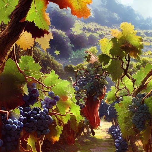 Lush Grape Vineyard in Vibrant Colors
