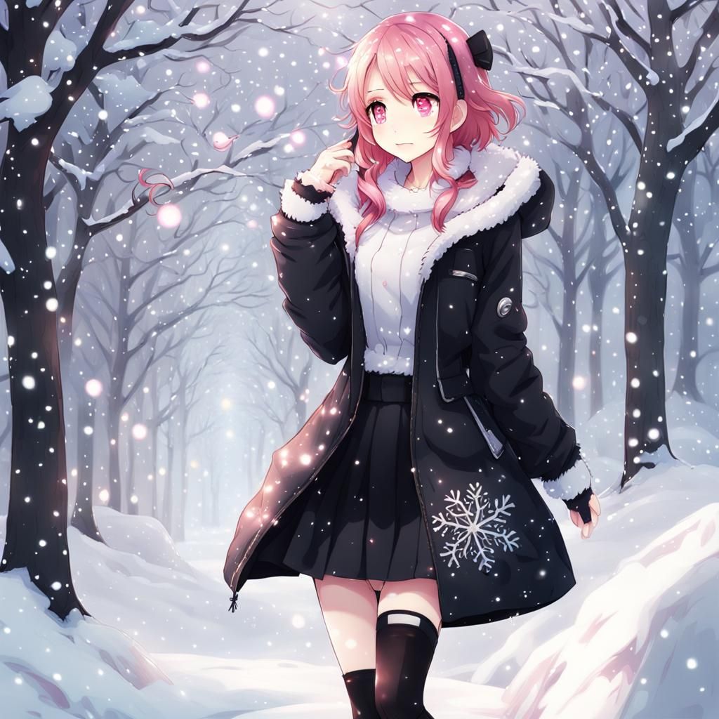 Anime Kawaii Chan in Winter Wonderland